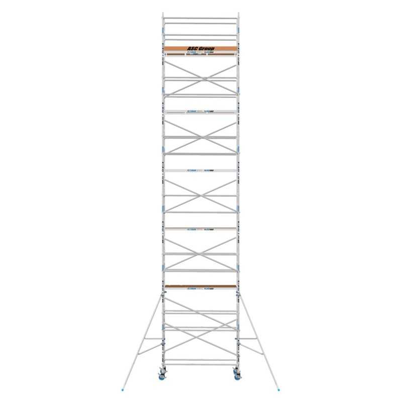 Torre móvil PREMIUM de aluminio estrecha 75x190 de 13,3 m Altura de trabajo